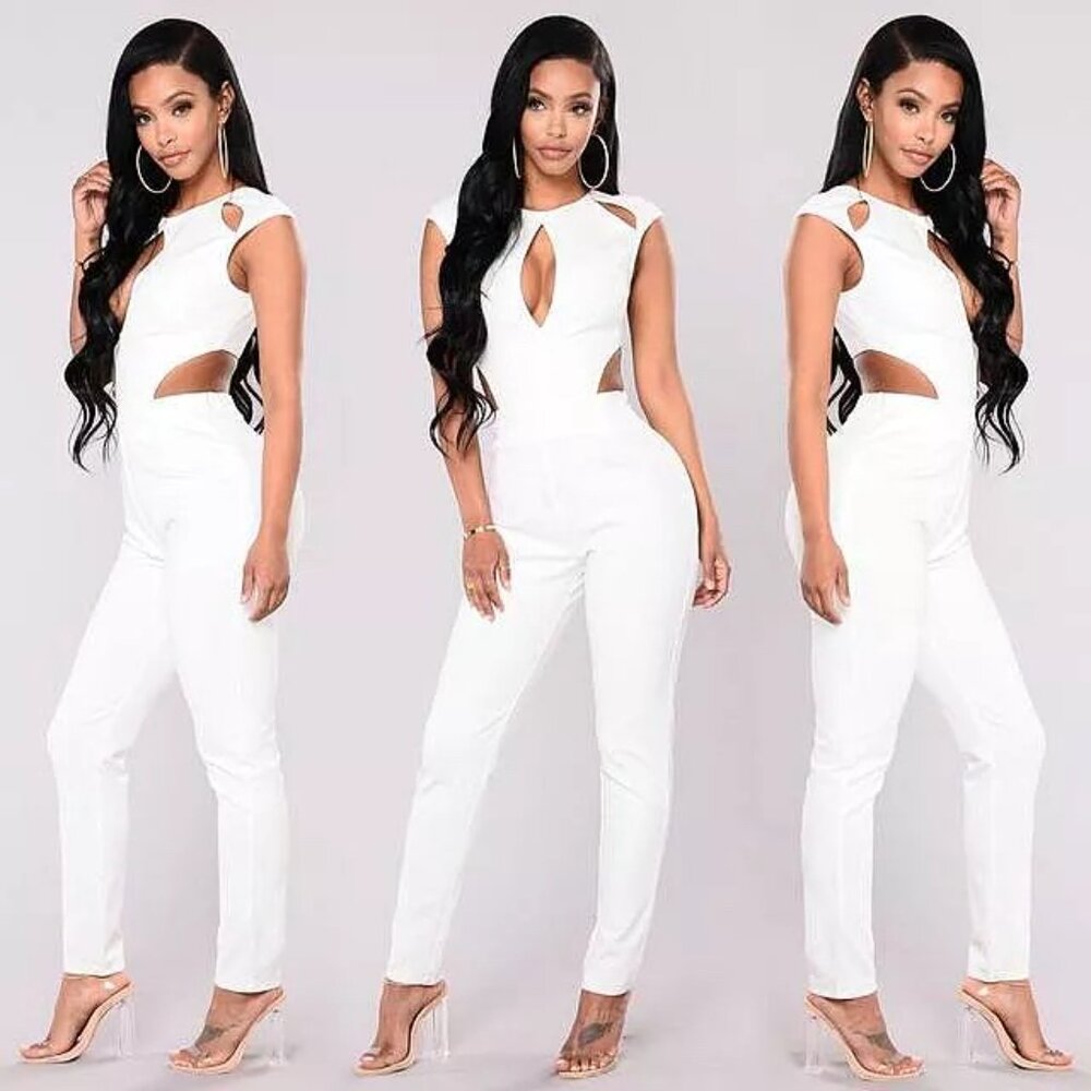 NEW! FASHION NOVA 'Radio Up' Cut Out Zipper Detail Jumpsuit | MEDIUM